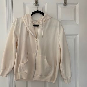 White oversized zip up